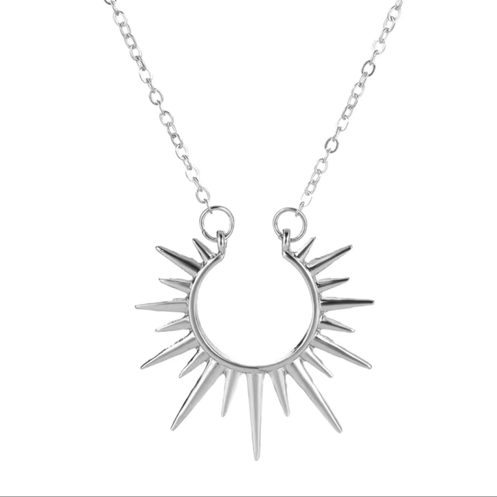 Retro Silver 925 plated Star Sun Pendant Necklace